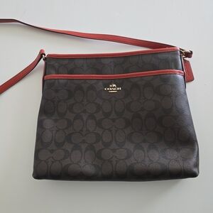 Coach Brown and Red Crossbody Bag